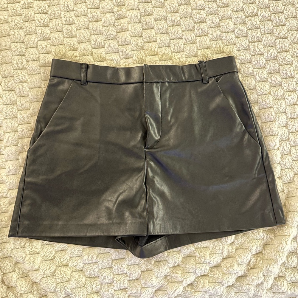 Zara Pleather Black High Waist Skort